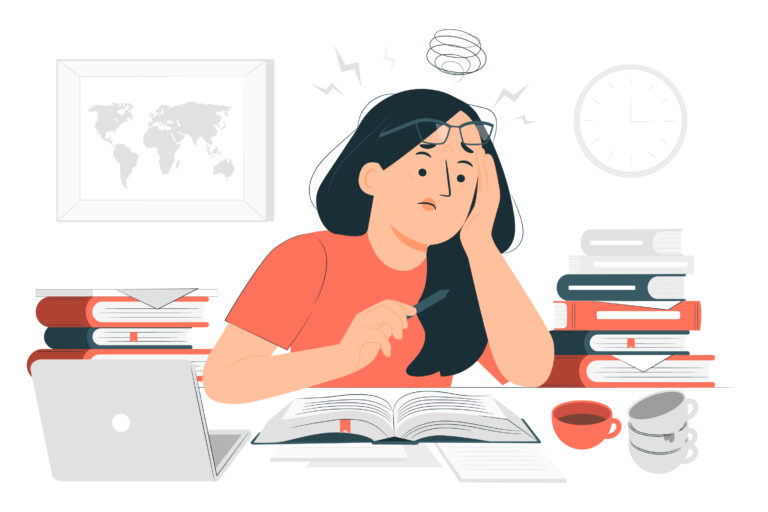 Recruiters' Guide for Capitalizing on the Spring Career Fairs 4 stressed student studying for her project